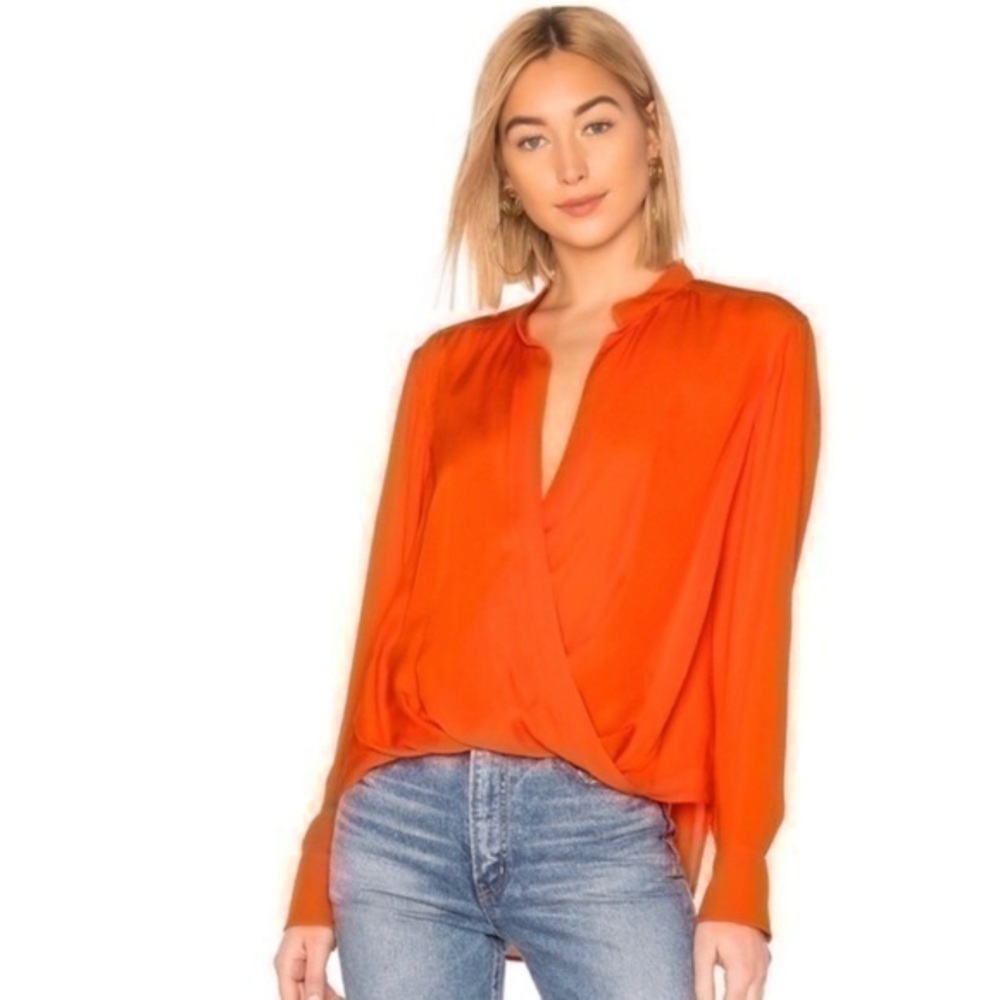 A.L.C. Luca Draped Silk Top, Poppy Red spring preppy